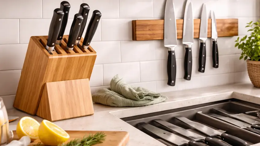 Como limpar porta-facas Dicas de higiene para modelos de madeira e magnéticos