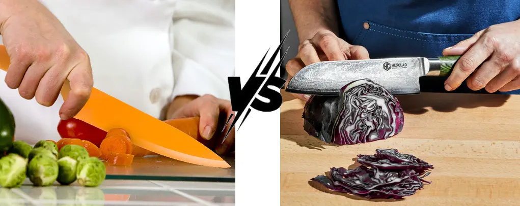 Faca de Chef vs Santoku Colorida Qual usar